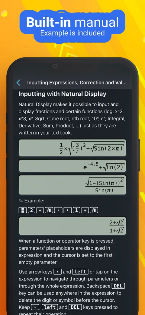 Built-in manual — examples included
